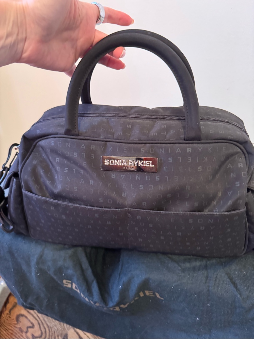 Vintage Sonia Rykiel Black Logo Nylon Laptop Bag